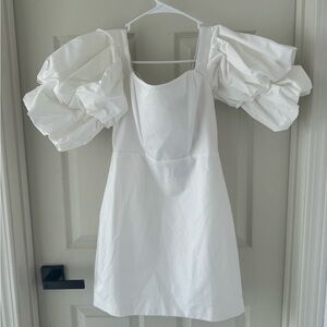 Lexie OTS Puff Sleeve Dress - White